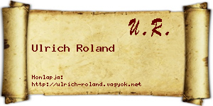 Ulrich Roland névjegykártya